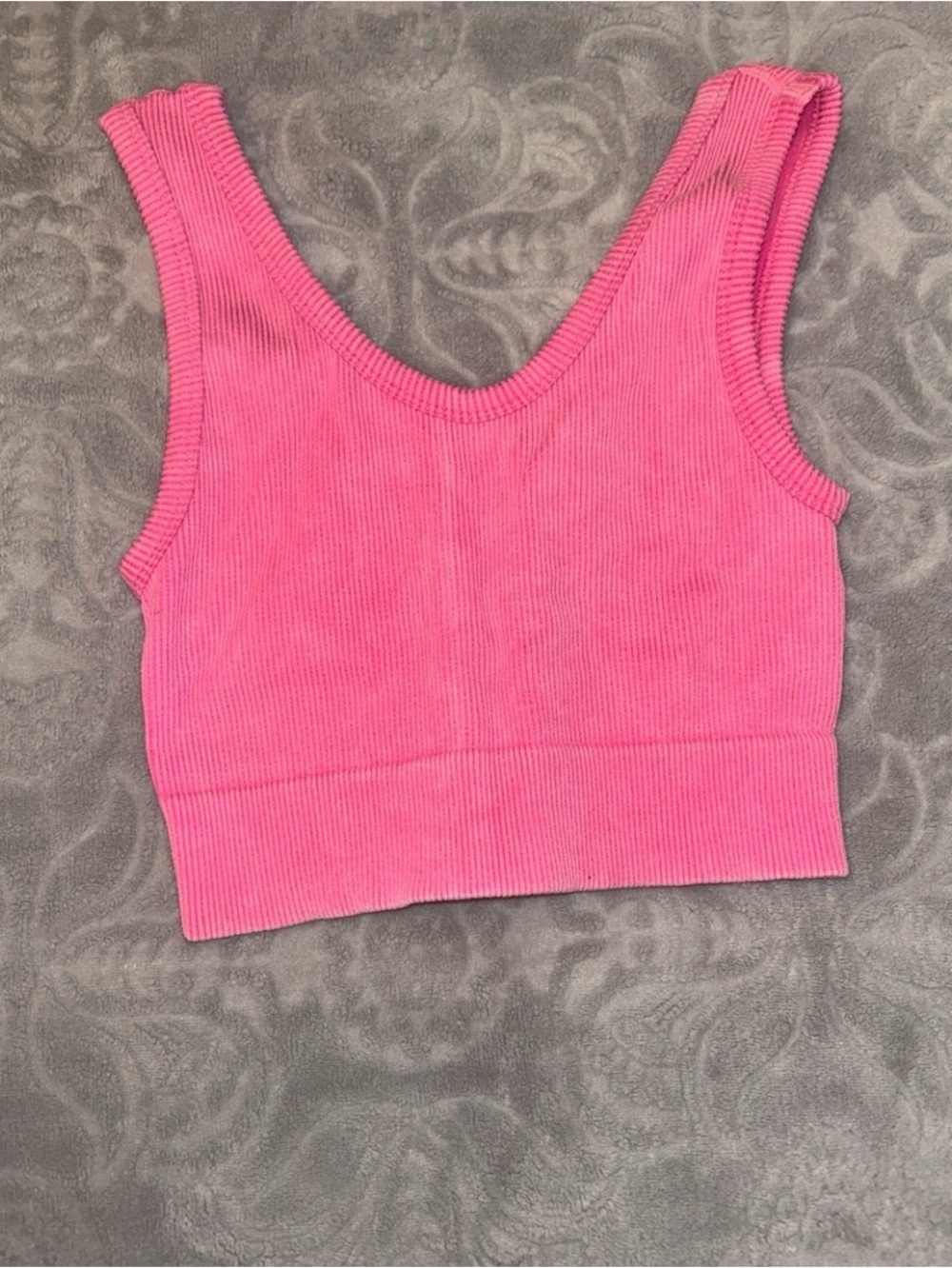 Ribbed Pink Crop Tank Top - Women's